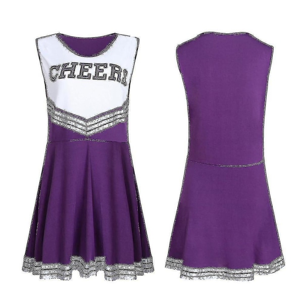 Cheerleading-univormut naisille Aikuisten cheerleader-asu pom pomilla pukeutumiseen juhla-urheilupeleihin Purple M