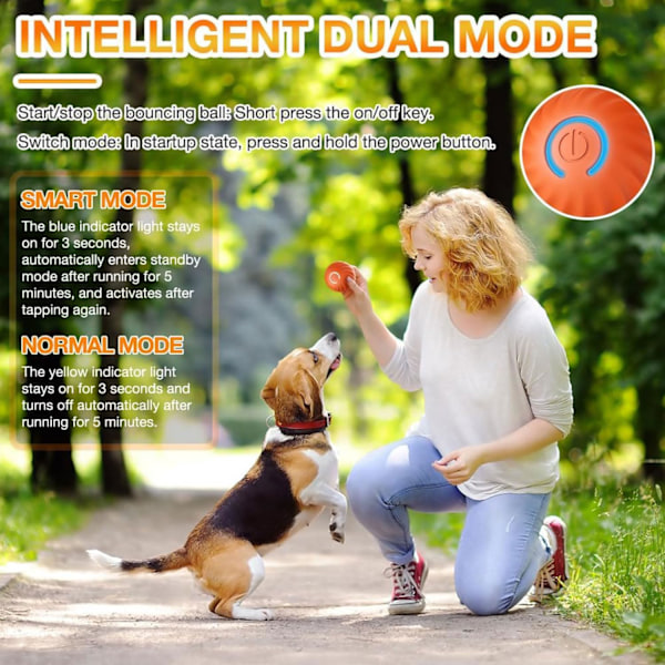 Interaktiv hundboll, liten hundboll, smart leksaksboll, automatisk hundleksak, interaktiv bollleksak, USB 360 graders självrotation Orange