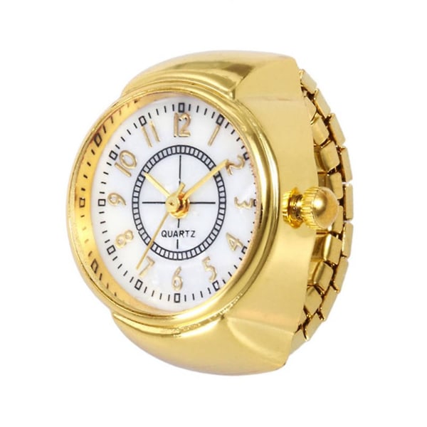Mode Unisex Rund Urtavla Arabiska siffror Analog Quartz Finger Ring Watch Gift Golden