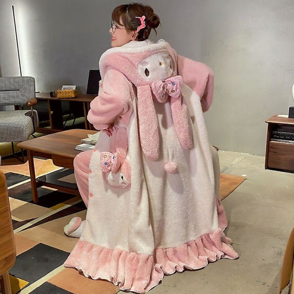 2024-2022 Winter Kawaii Sanrio Pyjamas Animaatio Kuromi Cinnamoroll My Melody Facecloth Pehmo lämmin ja mukava pyjamahoususarja XL 168-173CM 27