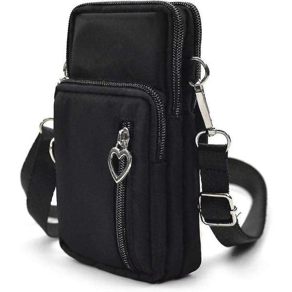 Kukkaro Lompakko Crossbody Laukku Kevyt, tilavat taskut Älypuhelimen urheilullinen käsivarsinauhalaukku miehille ja naisille