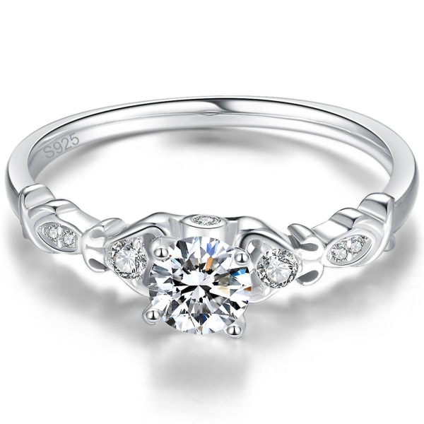 Dame 6,5 mm rund diamant sirkon ring giftering sølv ring 925 smykker asfalteringssett Cz sirkon krystall smykker silver 6