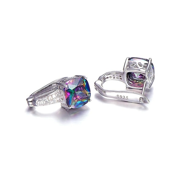 925 Sterling Silver Rainbow Topaz Cubic Zirconia Ring Örhängen Halsband Damsmycken earrings