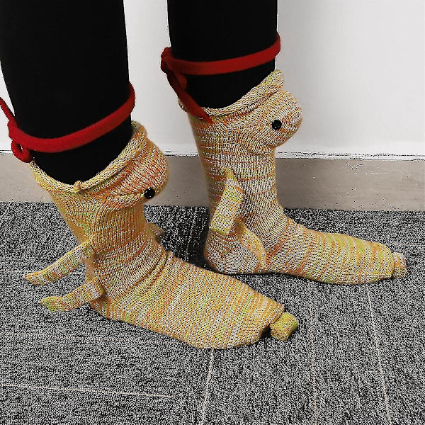Strik Krokodillestrømper Dyrestrømpe Strikket Nyhed Vinter Varm julegave Chameleon Socks