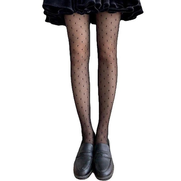 Kvinner Sexy Polka Dot Gjennomsiktig Strømpebukse Fake Lace Topp lår Høy rutete tights