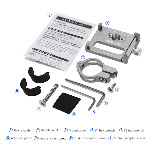 [Tongtuo Products] GUB G-85 Mobiltelefonholder i aluminiumlegering Sølv