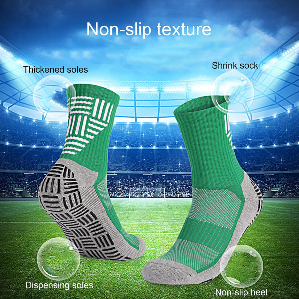 Farfi 1 par Fotballsokker Anti-skli Svetteabsorberende Stripet Mid Calf Herre Fotball Sykling Sports Grip Sokker For Løping Light Green L