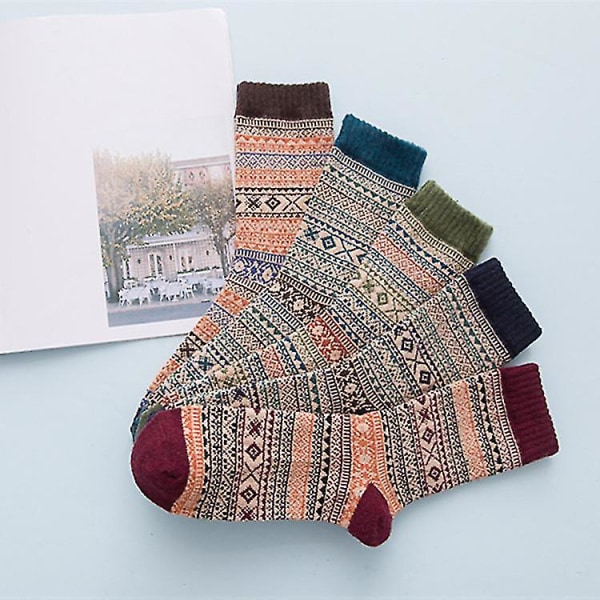 5 paria miesten sukat Villa thermal neulesukat Etnisen tyylin thermal talveksi joululahjoihin miehille