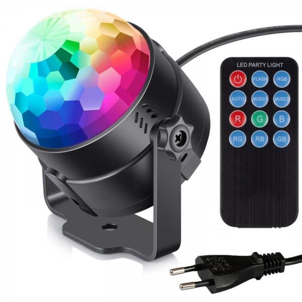 Disco boll med roterande RGB ljus + fjärrkontroll (LED Party Lig Black Svart
