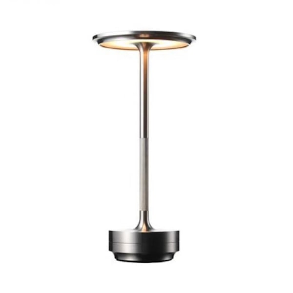 Uppladdningsbar Sladdlös Dordslampa Dimbar Metall USB Bordslampa Silver sølv