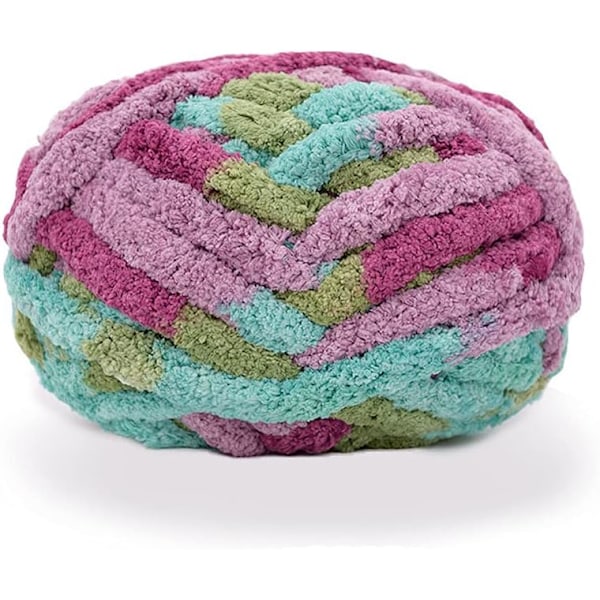 Tykt Strikket Chenillegarn til Håndlavede Tæpper, Supersoft Stort Jumbo Tæppegarn Mixed Rose
