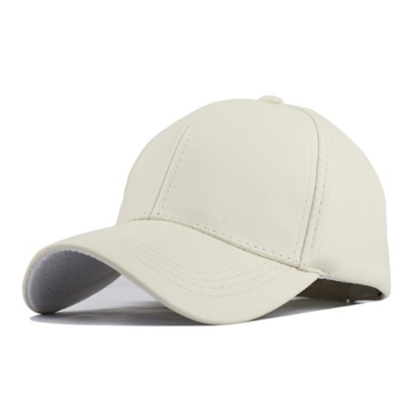 Unisex PU-läder Basebollkepsar Snapback Hip-hop Sport Casual Justerbara Mössor Beige