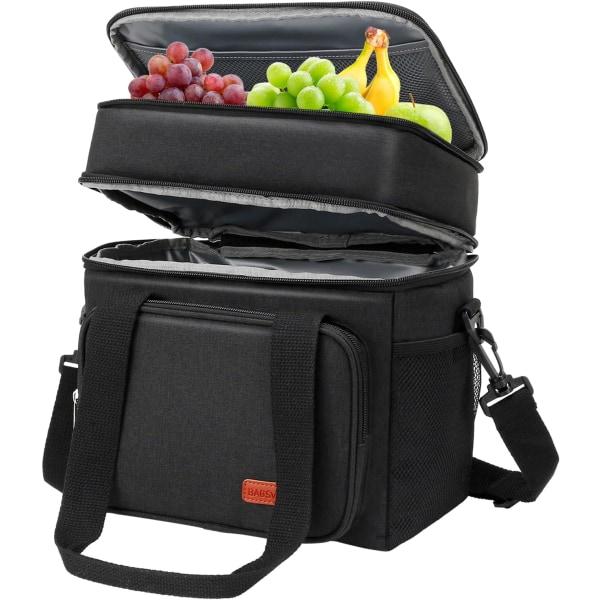 15L isolerad picknicklunchkylväska Stor mjuk Lämplig för utomhus/camping/BBQ/resor Black