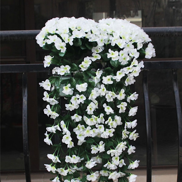 Levande konstgjord hängande orkidé Gäng Siden Lång hängande Bush Blommor Sträng Bröllopsfest Heminredning White