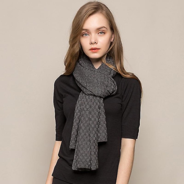 Utsökt ullscarf för kvinnor Lång ullmodescarf för kvinnlig höst vinter varm tjock halsduk Julklapp Gray