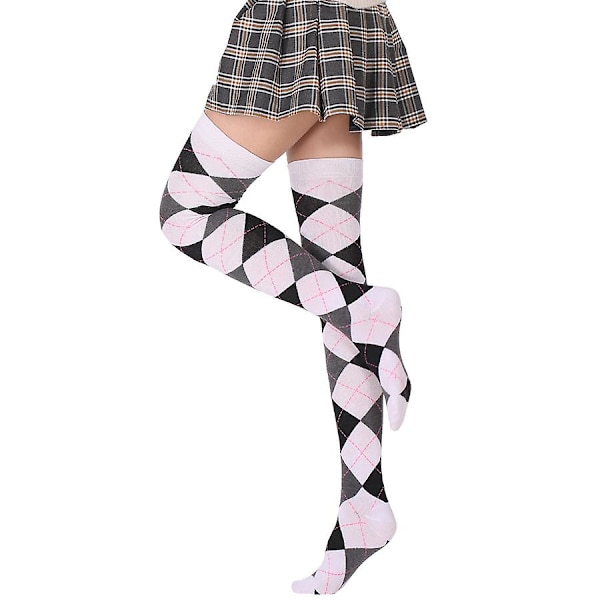Damestrømper Diamond Plaid høj elastisk over knæet lange sokker color 8