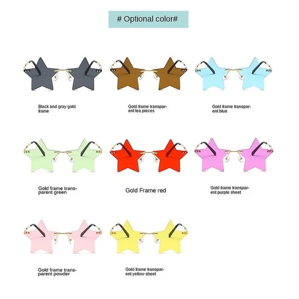 Personlige farverige marine-linse solbriller Simple rammeløse pentagram-formede solbriller Progressive purple