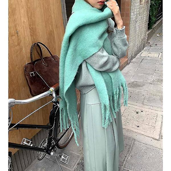 Stort tykt skjerf Fargerikt Cashmere Feel Oversized skjerf Teppe Mykt Stort ullsjal Tykt Vinter Varme Kvinner Matcha Green