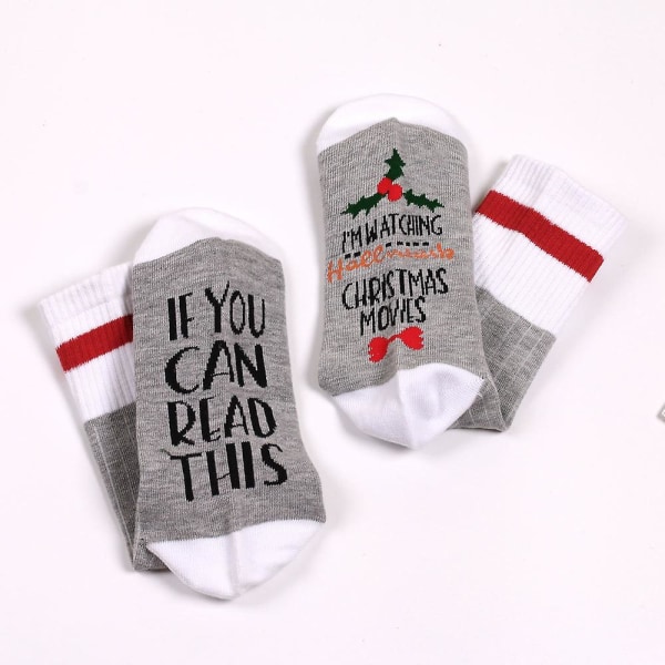 Julesokker, fritidssokker, julesokker, If Letter-sokker, bomullssokker, midtkalvesokker, sokker for menn og kvinner Christmas stockings white One size