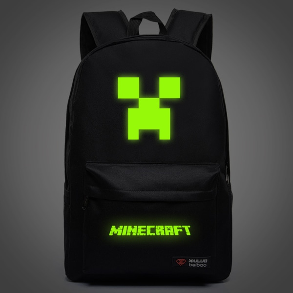 minecraft student ryggsäck black