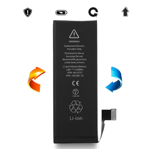 1560mAh Ersättningsbatteri i Litium för iPhone 5/5S (iPhone 5S)