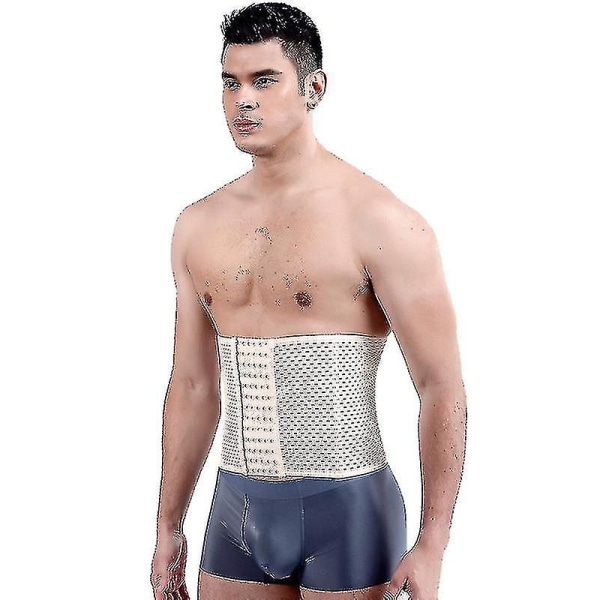 Män Waist trainer Med Stålben Svettbälte Bastukostym för Fitness Body Shaper BEIGE L