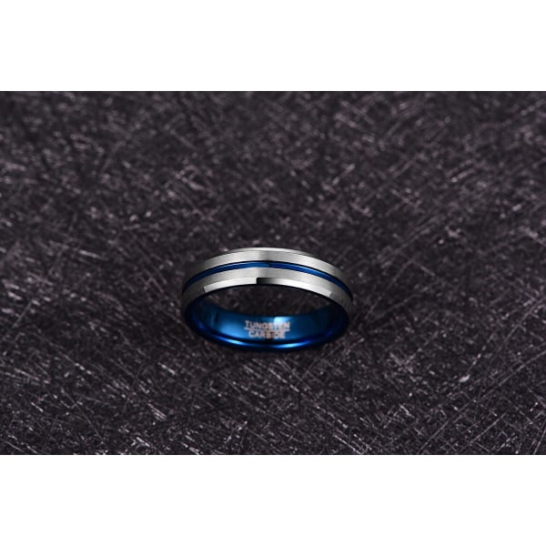 Mode 6mm Matte Blue Groove Herr Tungsten Rings Tungsten Carbide Förlovningsringar Bijoux De Luxe Aaa Quality 10