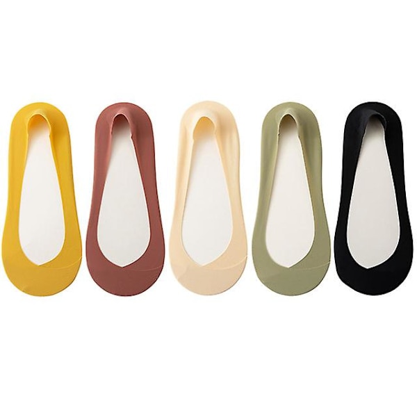 5 Par/lot Strumpor För Dam Bomull Halkfri Silikon Sommar Osynlig No Show Low Cut Kort Tunna Andas Skor Svart Vit-5 Par,eur 35-40 5 Uniform code