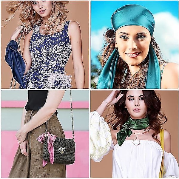 90*90cm Enfärgad Satin Square Scarf Mode Beach Dam Head Wrap Green