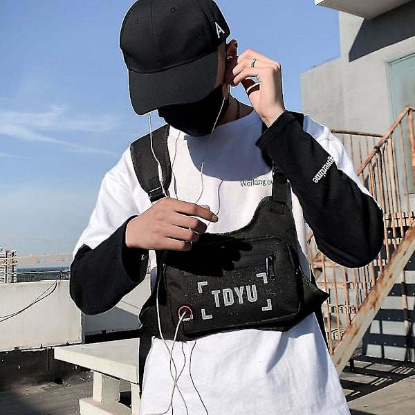 Hip-hop taktisk midjesäck Utomhussport reflekterande bröstväska Arbetskläder Ryggsäck red