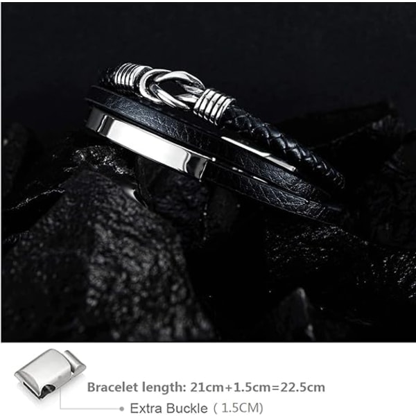 Flätat läderarmband för män - Flätat äkta läder