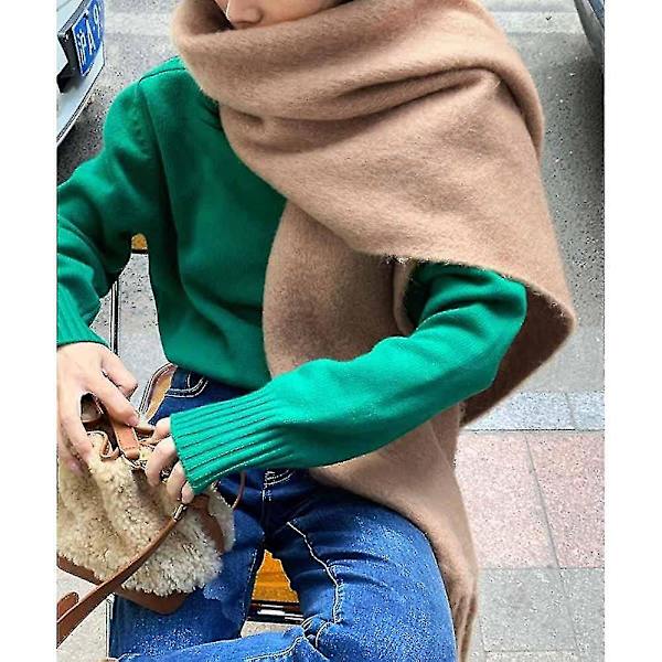 Stor Chunky Scarf Färgglad Cashmere Feel Överdimensionerade halsdukar Filt Mjuk Stor Ullsjal Tjock Vinter Varma Kvinnor Caramel