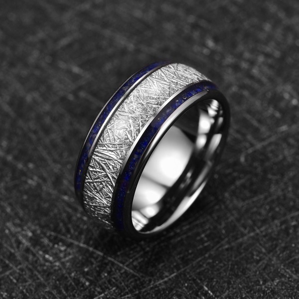 Nuncad 8 mm imitation meteorit Lapis Lazuli Tungsten Carbide Ring Vigselring för män 13