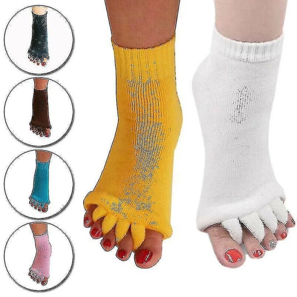 Alignment Massage Yoga Sock Open Five Toes Separator Gym Foot Pain Relief Socks_cc Black