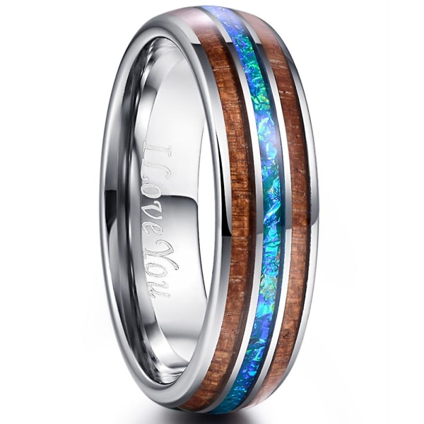 6 mm 8 mm bredd för män Abalone Opal Tungsten Carbide stålring A 20