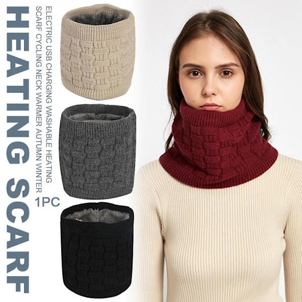 Unisex Höst Vinter Mjuk Tvättbar USB Laddning Värme Halsduk Cykel Halsvärmare Stad Wine Red