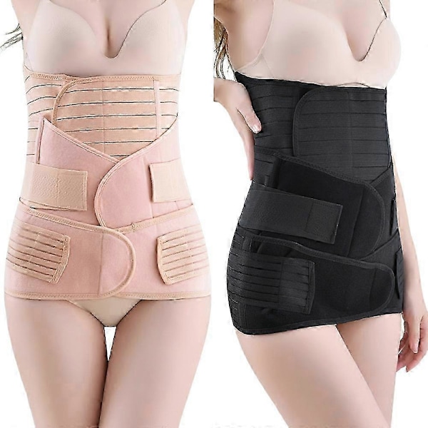 3 i 1 Postpartum Mave Støtte Recovery Abdomen/Talje/Bækkenbælte C-sektion Postpartum Mave Wrap Korset Taljetræner skin color three-piece set
