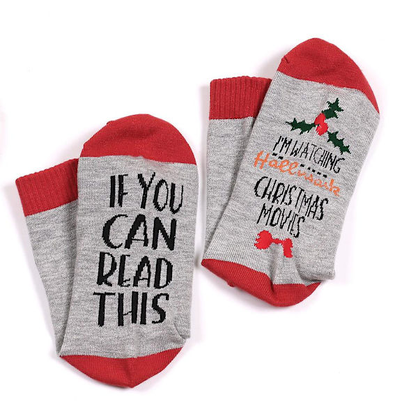 Julestrømper, fritidsstrømper, julesokker, If Letter-sokker, bomuldsstrømper, midtkalvestrømper, strømper til mænd og kvinder Christmas stocking red One size