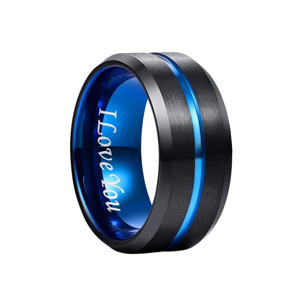 New Men's Tungsten Carbide Ring Blue Black Tungsten Steel Ring Beveled Edge Wedding Band 10mm 8mm 6mm 4mm Size 7-17 Comfort Fit 8