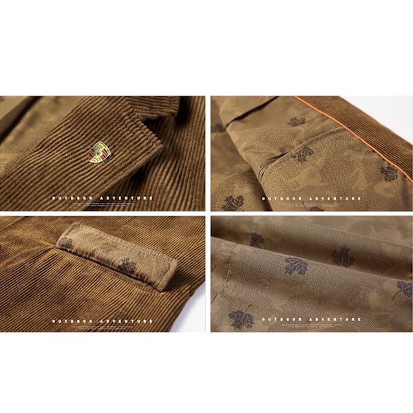 Vintage blazer til afslappet fløjlsdragt til mænd khaki khaki L