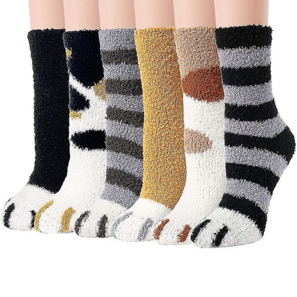 6st Dam Fuzzy Socks Mysigt Mjuk Fluffig Söt Animal Slipper Socks