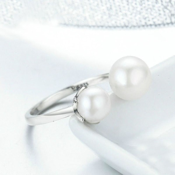 S925 Sterling Silver Ring Pearl Open Ring