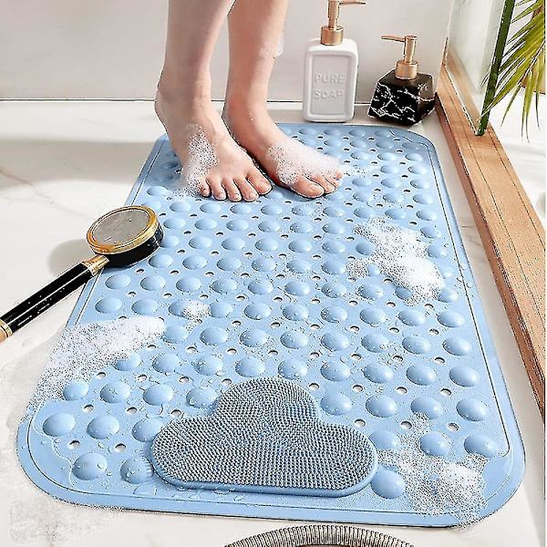 Halkfri duschmatta med fotskrubbborstemassager Blue 40x70cm