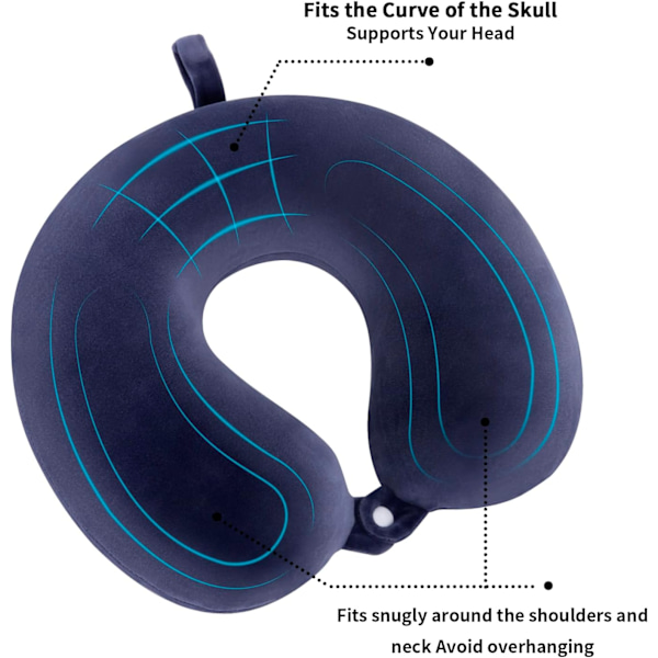 Rejsepude Nakkepude Memory Foam Rejsepuder Hovedstøttepude til fly Tog Bil Kontorrejser Essentielle flypuder til en lang tid Navy Blu Navy Blue One Size