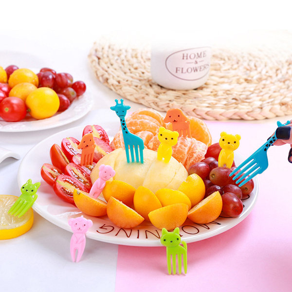 Bento-tillbehör för barn, Mini tecknade dekorationer för festlunch, 20 st Temperaturtåliga frukt- och grönsakspinnar, Säkra för barn