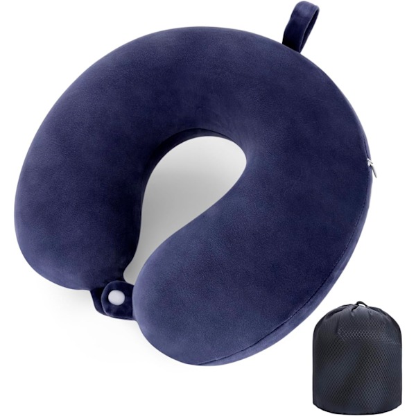 Rejsepude Nakkepude Memory Foam Rejsepuder Hovedstøttepude til fly Tog Bil Kontorrejser Essentielle flypuder til en lang tid Navy Blu Navy Blue One Size