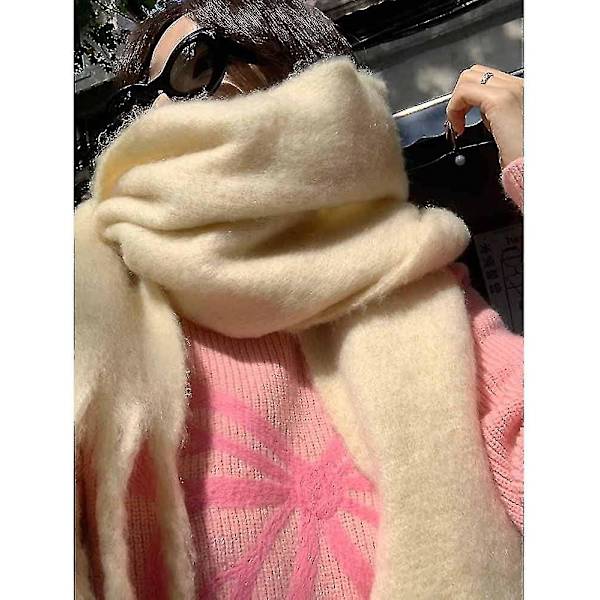 Stort tykt skjerf Fargerikt Cashmere Feel Oversized skjerf Teppe Mykt Stort ullsjal Tykt Vinter Varme Kvinner Beige