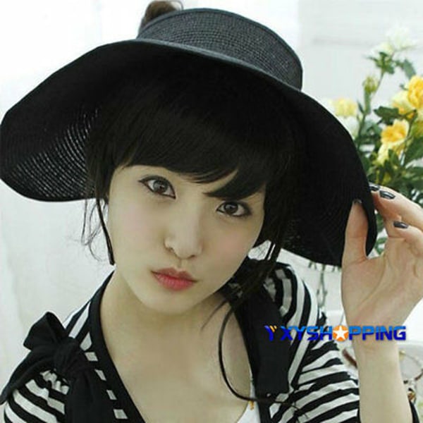 Kvinnors Roll Up Bred Bow Hat Cap Vikbart justerbart solskydd white