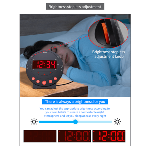 Vækkeur med sengevibrator Sort
