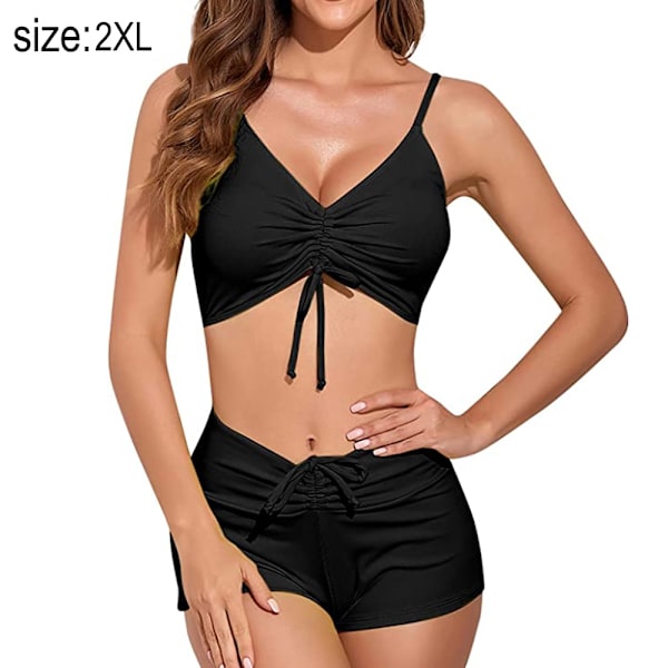 Damemode todelt bikini sexet badetøj - sort 2XL